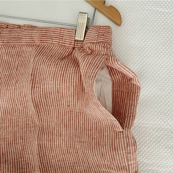 Coldwater Creek pants 100 % linen cropped elastic waistband wide leg - Picture 12 of 16